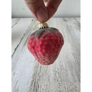 Vintage strawberry glass glitter‎ fruit ornament Xmas tree